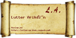 Lutter Arikán névjegykártya